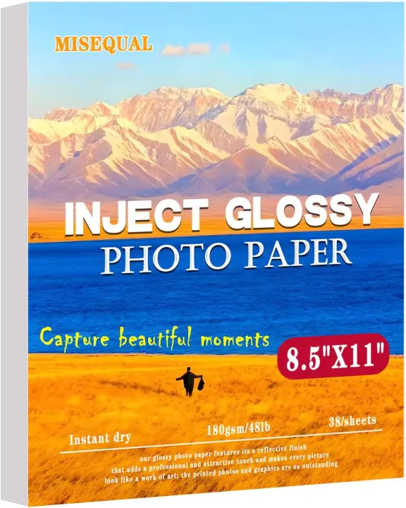 38-Pack Glossy Photo Paper 8.5 x 11 in — Instant Dry Sheets